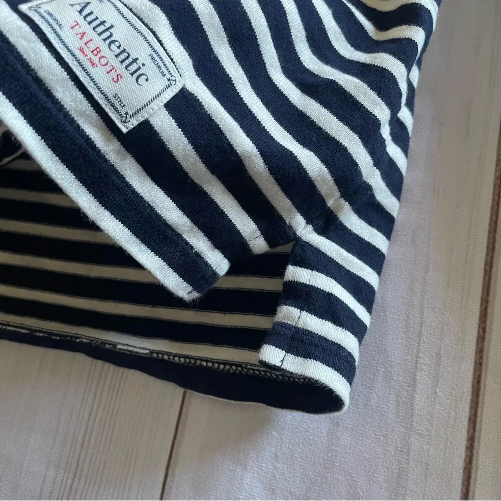 Talbots Striped Long Sleeve Top Womens L Floral Embroidered Basic Classic Preppy - Picture 12 of 15